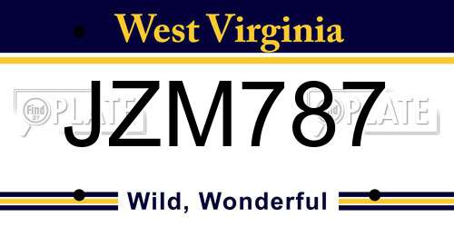 JZM787 West Virginia License Plate