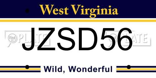 JZSD56 West Virginia License Plate