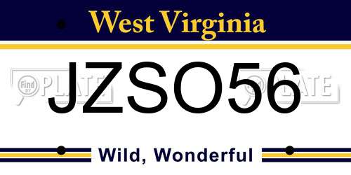 JZSO56 West Virginia License Plate