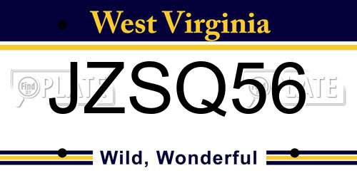 JZSQ56 West Virginia License Plate