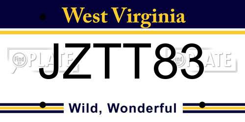JZTT83 West Virginia License Plate
