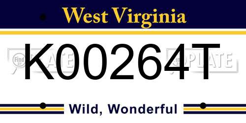 K00264T West Virginia License Plate
