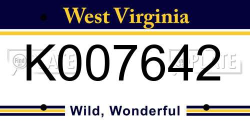 K007642 West Virginia License Plate