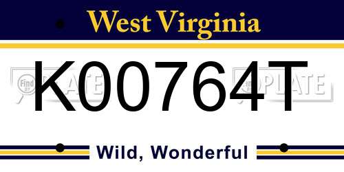 K00764T West Virginia License Plate