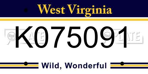 K075091 West Virginia License Plate