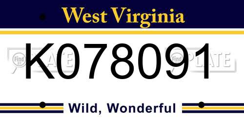 K078091 West Virginia License Plate