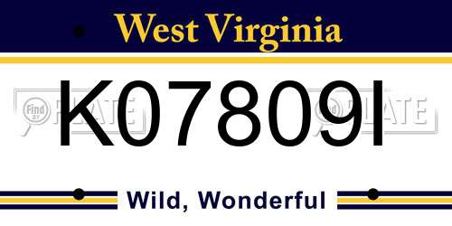 K07809I West Virginia License Plate