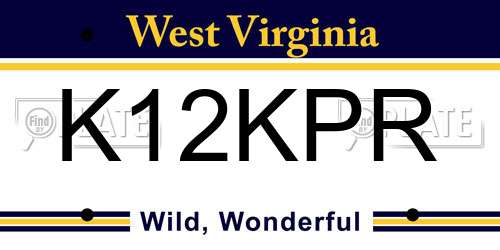 K12KPR West Virginia License Plate