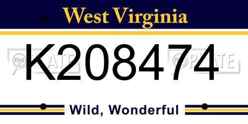 K208474 West Virginia License Plate