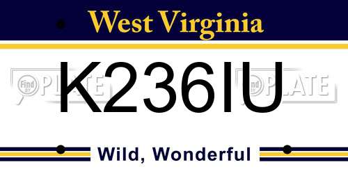 K236IU West Virginia License Plate