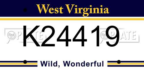 K24419 West Virginia License Plate