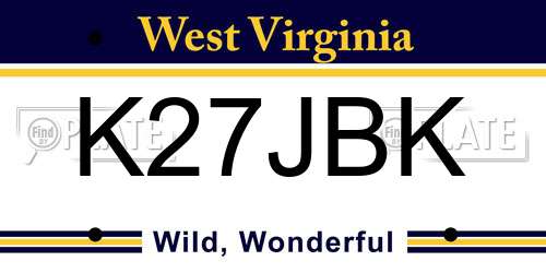 K27JBK West Virginia License Plate