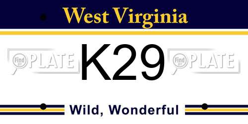 K29 West Virginia License Plate