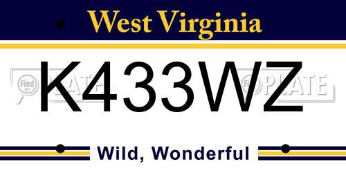 K433WZ West Virginia License Plate