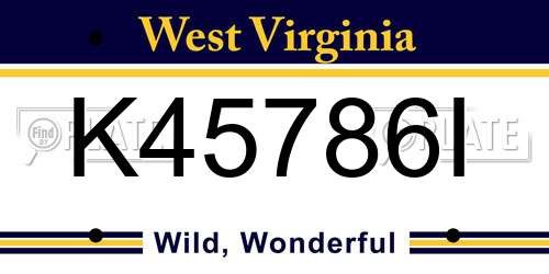 K45786I West Virginia License Plate