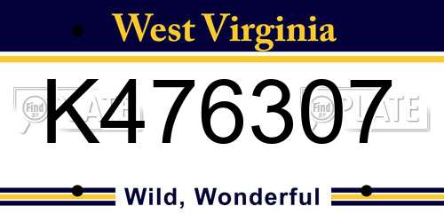 K476307 West Virginia License Plate