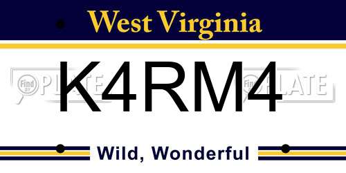 K4RM4 West Virginia License Plate