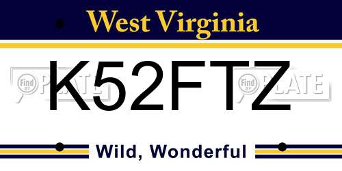K52FTZ West Virginia License Plate