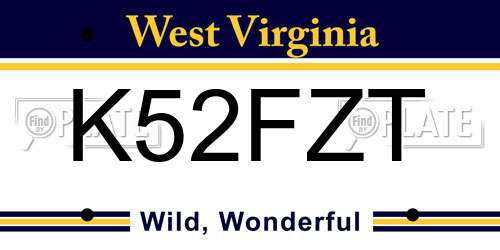 K52FZT West Virginia License Plate