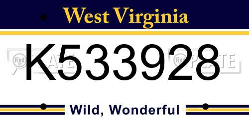 K533928 West Virginia License Plate