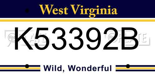 K53392B West Virginia License Plate