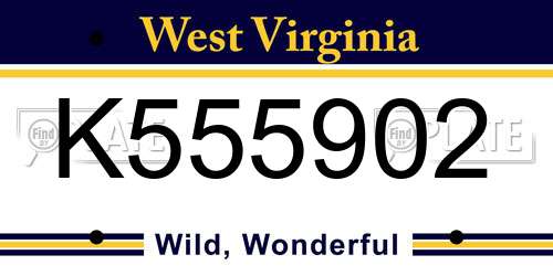 K555902 West Virginia License Plate