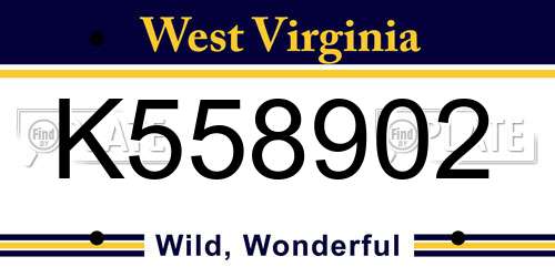 K558902 West Virginia License Plate