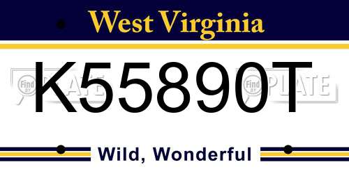 K55890T West Virginia License Plate
