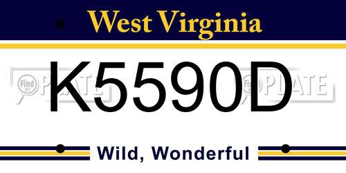 K5590D West Virginia License Plate