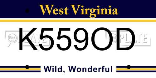 K559OD West Virginia License Plate