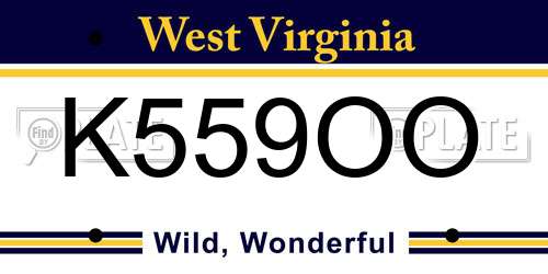 K559OO West Virginia License Plate