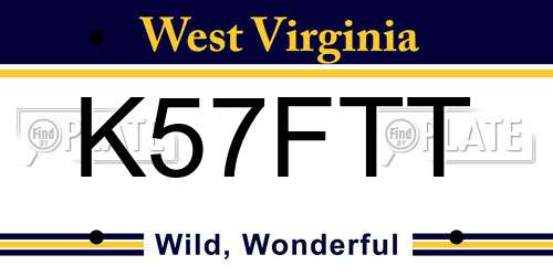 K57FTT West Virginia License Plate