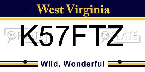K57FTZ West Virginia License Plate