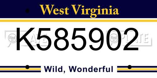 K585902 West Virginia License Plate