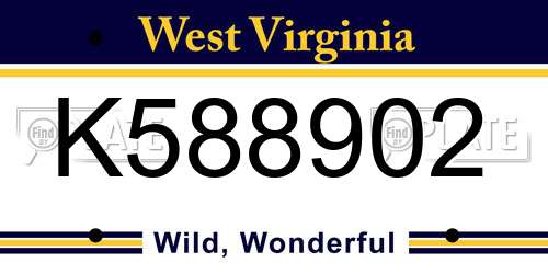 K588902 West Virginia License Plate
