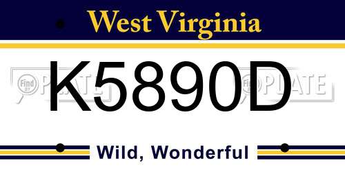 K5890D West Virginia License Plate