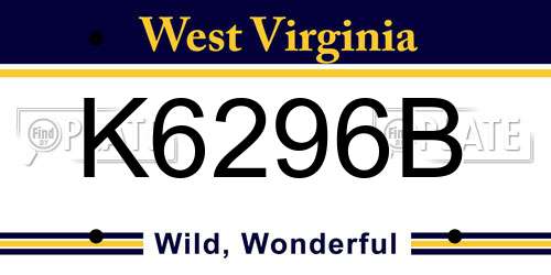 K6296B West Virginia License Plate