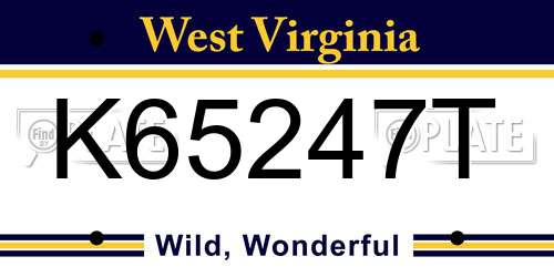 K65247T West Virginia License Plate
