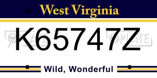 K65747Z West Virginia License Plate