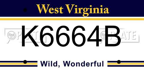 K6664B West Virginia License Plate