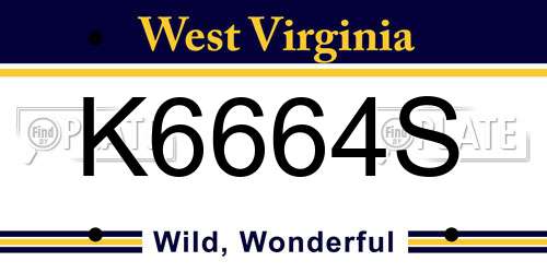 K6664S West Virginia License Plate
