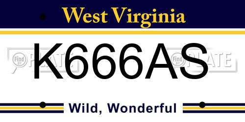 K666AS West Virginia License Plate