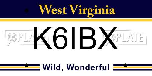 K6IBX West Virginia License Plate