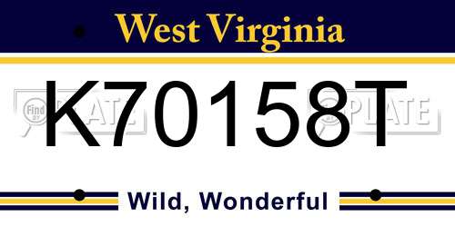 K70158T West Virginia License Plate
