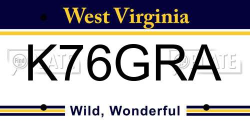 K76GRA West Virginia License Plate