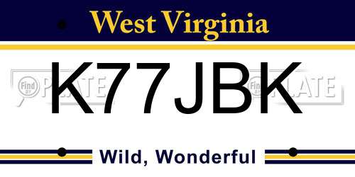 K77JBK West Virginia License Plate