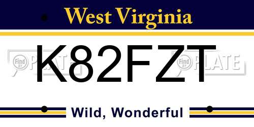 K82FZT West Virginia License Plate