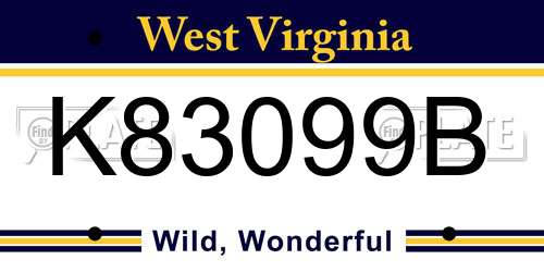 K83099B West Virginia License Plate