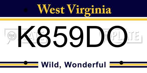 K859DO West Virginia License Plate