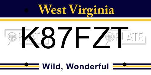 K87FZT West Virginia License Plate